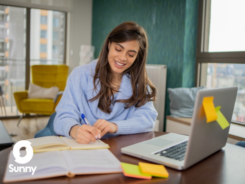 woman learning on a laptop